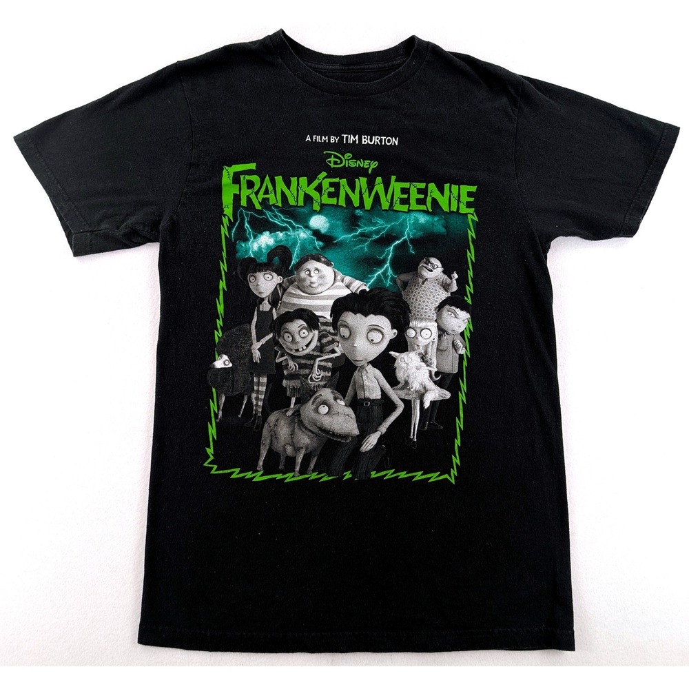 Disney Tim Burton Frankenweenie 2012 Movie Graphic T-Shirt Mens M Black